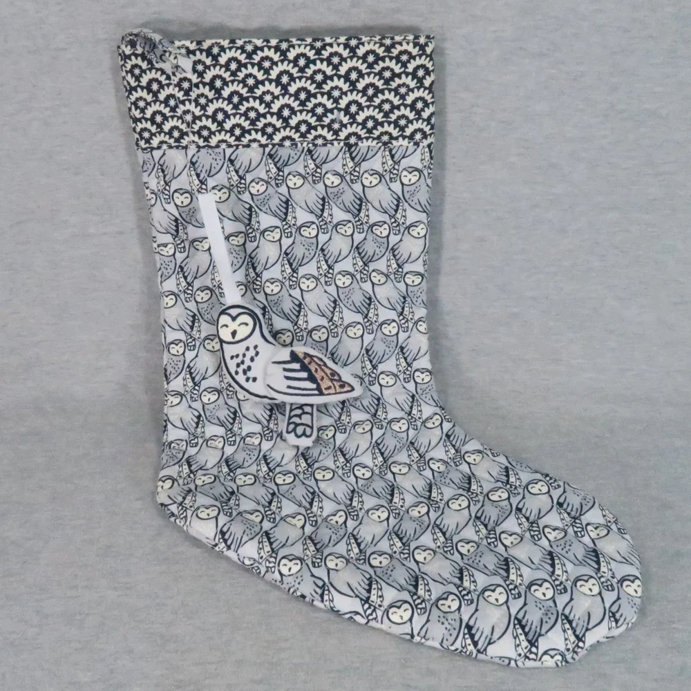 Vera Bradley Christmas Stocking & Ornament Set Gray Owls Holiday Quilted Retired